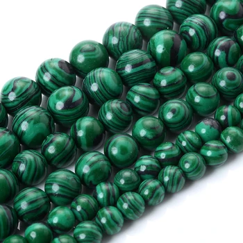Бусины из зеленого малахита, Круглые Свободные бусины-распорки для изготовления ювелирных изделий, аксессуары для браслетов и ожерелий 