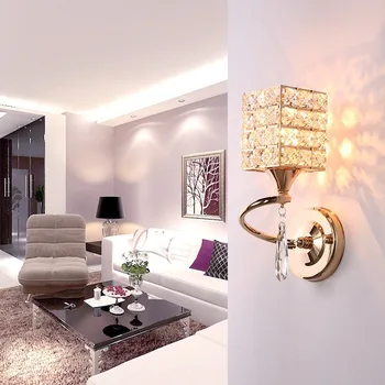 Европейская современная минималистичная столовая, гостиная, стена для прохода, кристалл, теплая и романтическая спальня, кабинет, прикроватная бра WJ1012