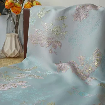 Жаккардовая ткань с тиснением и рисунком золотого журавля Материал для шитья Ткань для одежды Cheongsam Dress 145 см Продается за метр