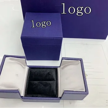 Новая синяя коробка для упаковки ожерелья с двойными открытыми дверцами, Оригинальное ожерелье, кольцо, браслет, подарочная коробка для упаковки